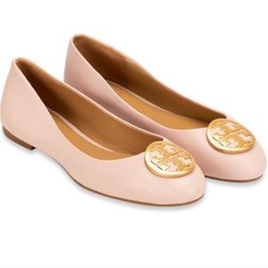Tory Burch Benton Ballet Flat leather shoes in Sea Shell pink Pink, size 7